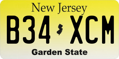 NJ license plate B34XCM