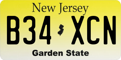 NJ license plate B34XCN