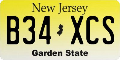 NJ license plate B34XCS