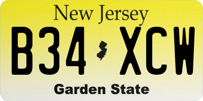 NJ license plate B34XCW