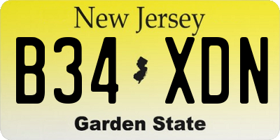 NJ license plate B34XDN