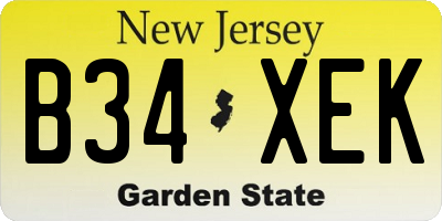 NJ license plate B34XEK