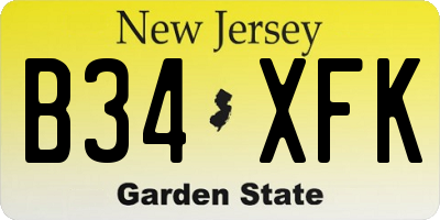 NJ license plate B34XFK