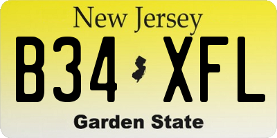 NJ license plate B34XFL