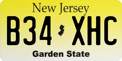 NJ license plate B34XHC