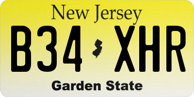 NJ license plate B34XHR
