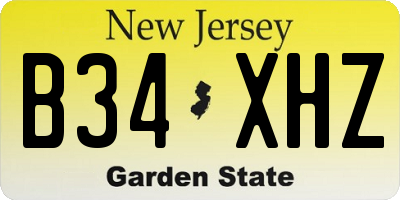 NJ license plate B34XHZ