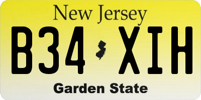 NJ license plate B34XIH