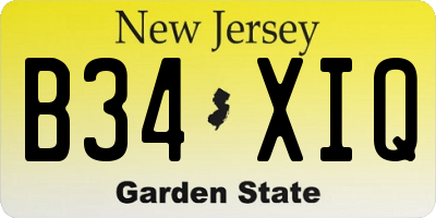 NJ license plate B34XIQ