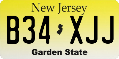 NJ license plate B34XJJ