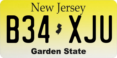 NJ license plate B34XJU