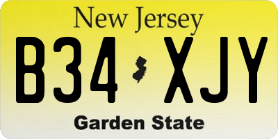NJ license plate B34XJY
