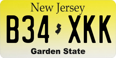 NJ license plate B34XKK