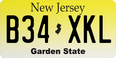 NJ license plate B34XKL