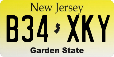 NJ license plate B34XKY