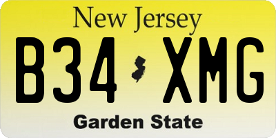 NJ license plate B34XMG