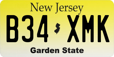 NJ license plate B34XMK