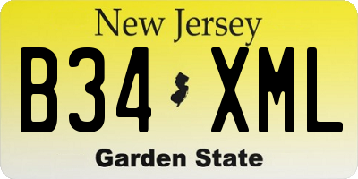 NJ license plate B34XML