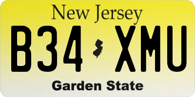 NJ license plate B34XMU