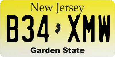 NJ license plate B34XMW