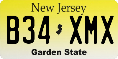 NJ license plate B34XMX