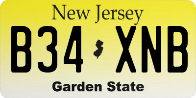 NJ license plate B34XNB