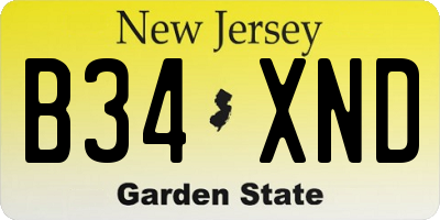 NJ license plate B34XND