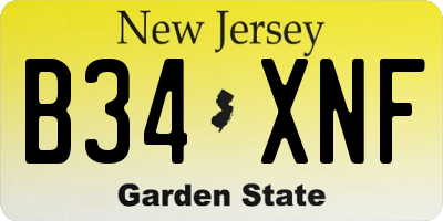 NJ license plate B34XNF