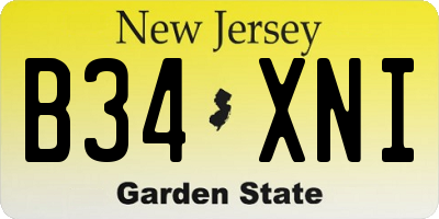 NJ license plate B34XNI