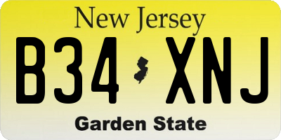 NJ license plate B34XNJ
