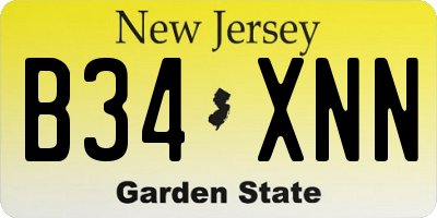NJ license plate B34XNN