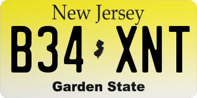 NJ license plate B34XNT