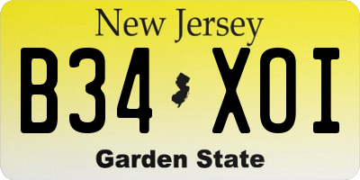 NJ license plate B34XOI