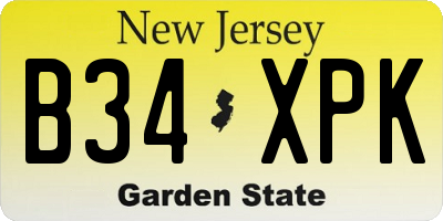 NJ license plate B34XPK