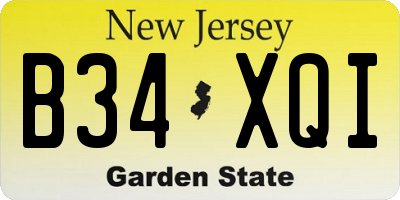NJ license plate B34XQI