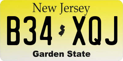 NJ license plate B34XQJ