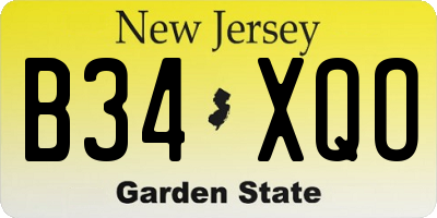 NJ license plate B34XQO