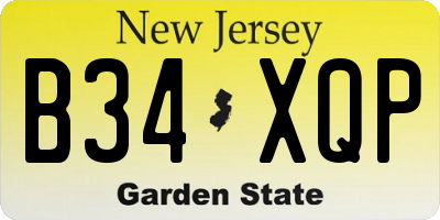 NJ license plate B34XQP