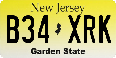NJ license plate B34XRK