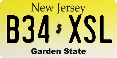 NJ license plate B34XSL