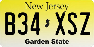 NJ license plate B34XSZ