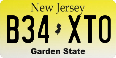 NJ license plate B34XTO