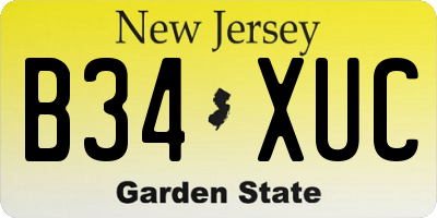 NJ license plate B34XUC