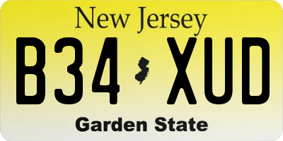 NJ license plate B34XUD