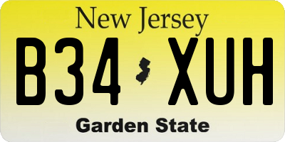 NJ license plate B34XUH