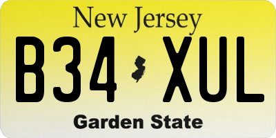 NJ license plate B34XUL