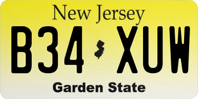 NJ license plate B34XUW