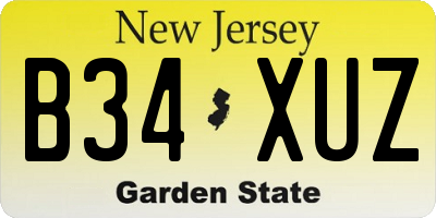 NJ license plate B34XUZ
