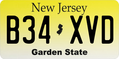 NJ license plate B34XVD