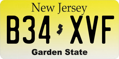 NJ license plate B34XVF